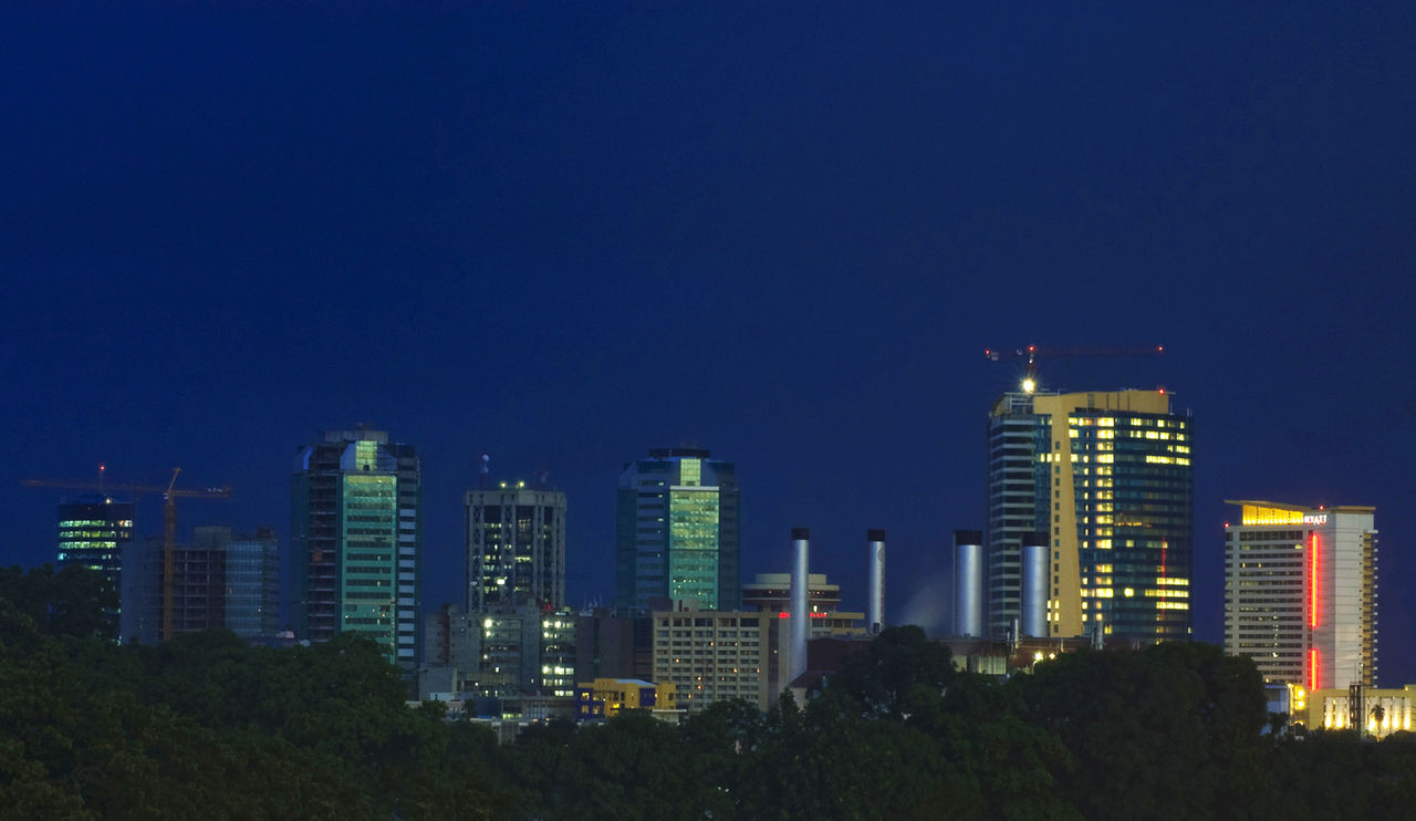 The Port of Spain waterfront skyline at night in 2008. File photo; not the reported event.